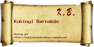 Kubinyi Barnabás névjegykártya