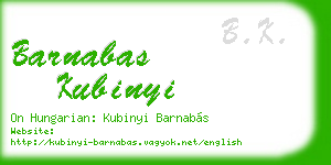 barnabas kubinyi business card